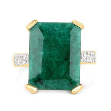 Load image into Gallery viewer, 7.64 Carat Dyed Emerald and White Diamond .925 Sterling Silver Ring
