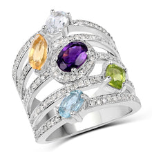 Load image into Gallery viewer, 3.66 Carat Genuine Multi Stones .925 Sterling Silver Ring
