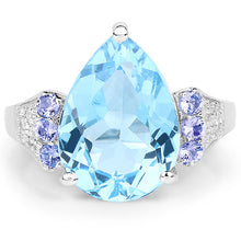Load image into Gallery viewer, 6.86 Carat Genuine Swiss Blue Topaz, Tanzanite &amp; White Topaz .925 Sterling Silver Ring

