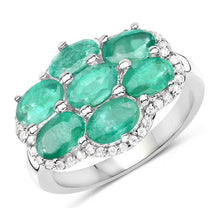 Load image into Gallery viewer, 3.33 Carat Genuine Zambian Emerald and White Zircon .925 Sterling Silver Ring
