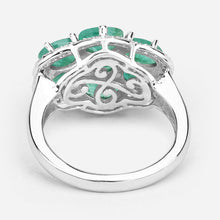 Load image into Gallery viewer, 3.33 Carat Genuine Zambian Emerald and White Zircon .925 Sterling Silver Ring
