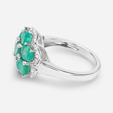 Load image into Gallery viewer, 3.33 Carat Genuine Zambian Emerald and White Zircon .925 Sterling Silver Ring
