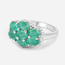 Load image into Gallery viewer, 3.33 Carat Genuine Zambian Emerald and White Zircon .925 Sterling Silver Ring
