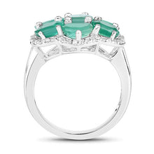 Load image into Gallery viewer, 3.33 Carat Genuine Zambian Emerald and White Zircon .925 Sterling Silver Ring
