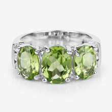 Load image into Gallery viewer, 4.14 Carat Genuine Peridot and White Topaz .925 Sterling Silver Ring
