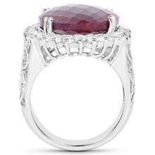 Load image into Gallery viewer, 19.12 Carat Genuine Ruby and White Topaz .925 Sterling Silver Ring
