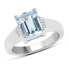 Load image into Gallery viewer, 2.64 Carat Genuine Blue Topaz and White Topaz .925 Sterling Silver Ring
