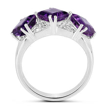 Load image into Gallery viewer, 3.09 Carat Genuine Amethyst and White Topaz .925 Sterling Silver Ring
