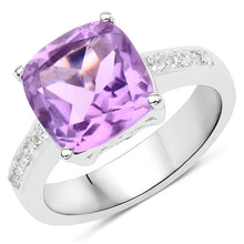 Load image into Gallery viewer, 3.97 Carat Genuine Pink Amethyst and White Topaz .925 Sterling Silver Ring
