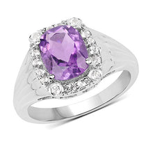 Load image into Gallery viewer, 2.13 Carat Genuine  Amethyst and White Topaz .925 Sterling Silver Ring
