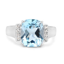 Load image into Gallery viewer, 4.28 Carat Genuine Blue Topaz and White Topaz .925 Sterling Silver Ring
