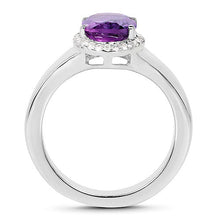 Load image into Gallery viewer, 1.73 Carat Genuine  Amethyst and White Topaz .925 Sterling Silver Ring
