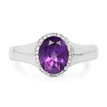 Load image into Gallery viewer, 1.73 Carat Genuine  Amethyst and White Topaz .925 Sterling Silver Ring
