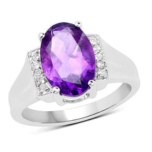 Load image into Gallery viewer, 3.12 Carat Genuine  Amethyst and White Topaz .925 Sterling Silver Ring
