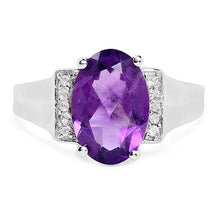Load image into Gallery viewer, 3.12 Carat Genuine  Amethyst and White Topaz .925 Sterling Silver Ring
