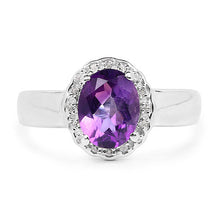 Load image into Gallery viewer, 1.68 Carat Genuine  Amethyst and White Topaz .925 Sterling Silver Ring
