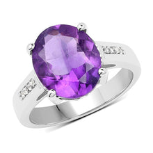 Load image into Gallery viewer, 3.84 Carat Genuine  Amethyst and White Topaz .925 Sterling Silver Ring
