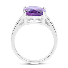 Load image into Gallery viewer, 3.84 Carat Genuine  Amethyst and White Topaz .925 Sterling Silver Ring
