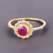 Load image into Gallery viewer, 0.68 Carat Genuine Ruby and White Diamond 14K Yellow Gold Ring
