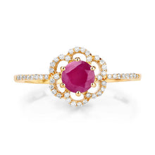 Load image into Gallery viewer, 0.68 Carat Genuine Ruby and White Diamond 14K Yellow Gold Ring
