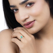 Load image into Gallery viewer, 0.55 Carat Genuine Zambian Emerald and White Diamond 14K White Gold Ring

