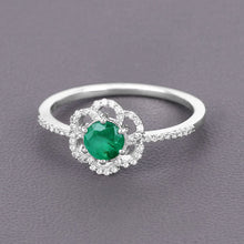 Load image into Gallery viewer, 0.55 Carat Genuine Zambian Emerald and White Diamond 14K White Gold Ring
