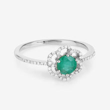 Load image into Gallery viewer, 0.55 Carat Genuine Zambian Emerald and White Diamond 14K White Gold Ring
