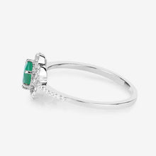 Load image into Gallery viewer, 0.55 Carat Genuine Zambian Emerald and White Diamond 14K White Gold Ring
