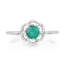 Load image into Gallery viewer, 0.55 Carat Genuine Zambian Emerald and White Diamond 14K White Gold Ring
