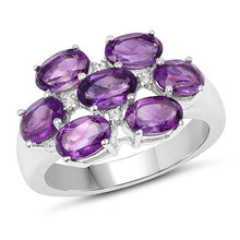 Load image into Gallery viewer, 3.05 Carat Genuine  Amethyst and White Topaz .925 Sterling Silver Ring

