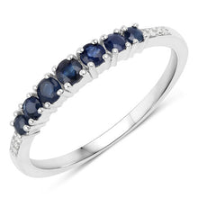Load image into Gallery viewer, 0.45 Carat Genuine Blue Sapphire and White Diamond 14K White Gold Ring
