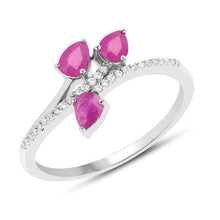 Load image into Gallery viewer, 0.68 Carat Genuine Ruby and White Diamond 14K White Gold Ring

