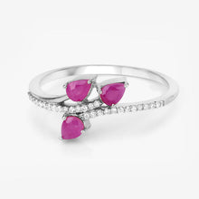 Load image into Gallery viewer, 0.68 Carat Genuine Ruby and White Diamond 14K White Gold Ring
