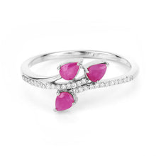 Load image into Gallery viewer, 0.68 Carat Genuine Ruby and White Diamond 14K White Gold Ring
