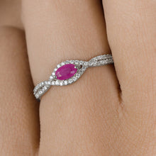 Load image into Gallery viewer, 0.40 Carat Genuine Ruby and White Diamond 14K White Gold Ring
