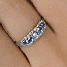 Load image into Gallery viewer, 0.61 Carat Genuine Tanzanite and White Diamond 14K White Gold Ring
