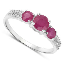 Load image into Gallery viewer, 1.02 Carat Genuine Ruby and White Diamond 14K White Gold Ring

