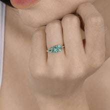 Load image into Gallery viewer, 0.68 Carat Genuine Zambian Emerald and White Diamond 14K Yellow Gold Ring

