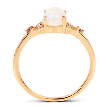 Load image into Gallery viewer, 0.57 Carat Genuine Opal Ethiopian, Pink Tourmaline &amp; White Diamond 14K Yellow Gold Ring
