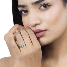 Load image into Gallery viewer, 0.51 Carat Genuine Zambian Emerald and White Diamond 14K White Gold Ring
