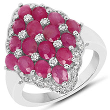 Load image into Gallery viewer, 3.80 Carat Ruby and White Zircon .925 Sterling Silver Ring
