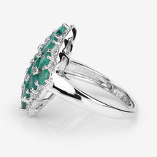 Load image into Gallery viewer, 2.68 Carat Genuine Zambian Emerald and White Zircon .925 Sterling Silver Ring
