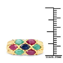 Load image into Gallery viewer, 1.63 Carat Genuine Ruby, Blue Sapphire and Emerald .925 Sterling Silver Ring
