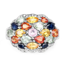 Load image into Gallery viewer, 2.85 Carat Genuine Multi Sapphire .925 Sterling Silver Ring
