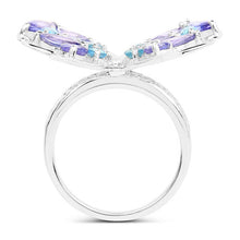 Load image into Gallery viewer, 3.60 Carat Genuine Tanzanite and Swiss Blue Topaz .925 Sterling Silver Ring
