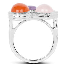 Load image into Gallery viewer, 5.21 Carat Genuine Rose Quartz, Carnelian And Charolite .925 Sterling Silver Ring
