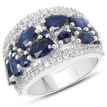 Load image into Gallery viewer, 3.61 Carat Genuine Blue Sapphire and White Zircon .925 Sterling Silver Ring
