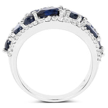 Load image into Gallery viewer, 3.61 Carat Genuine Blue Sapphire and White Zircon .925 Sterling Silver Ring
