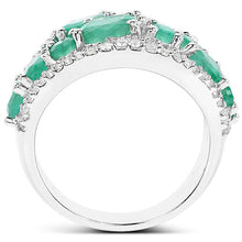 Load image into Gallery viewer, 3.27 Carat Genuine Emerald and White Zircon .925 Sterling Silver Ring
