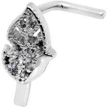 Load image into Gallery viewer, 20G Clear CZ Leaf Faux Hoop L Shaped Nose Ring
